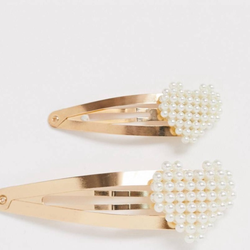 Elegant heart pearl trendy hair clips